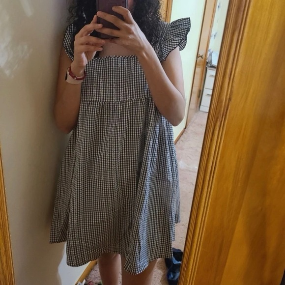 Maternity Plaid Ruffle Sleeve Dress - Picture 6 of 6